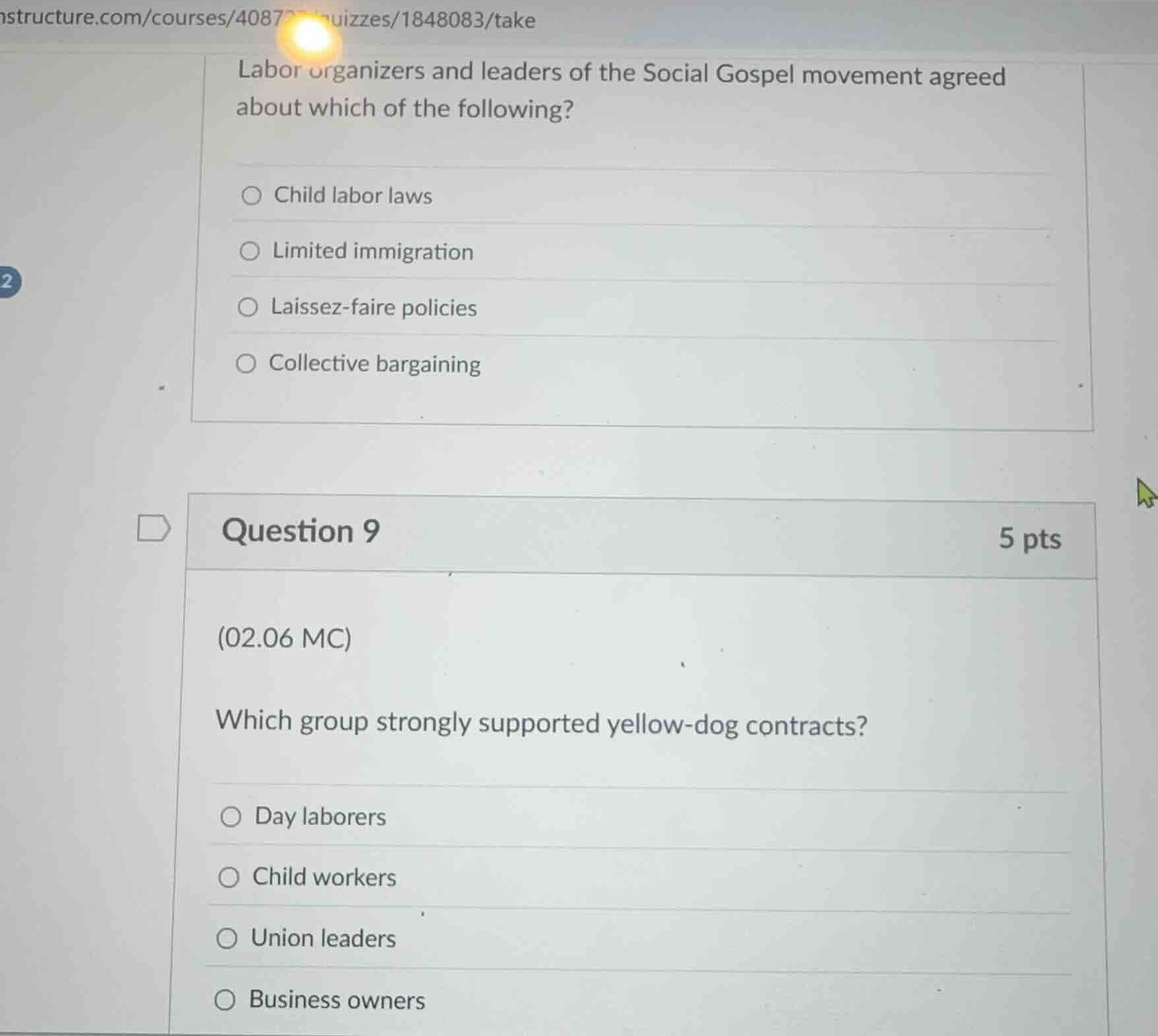 labor organizers and leaders of the social gospel movement agreed about…