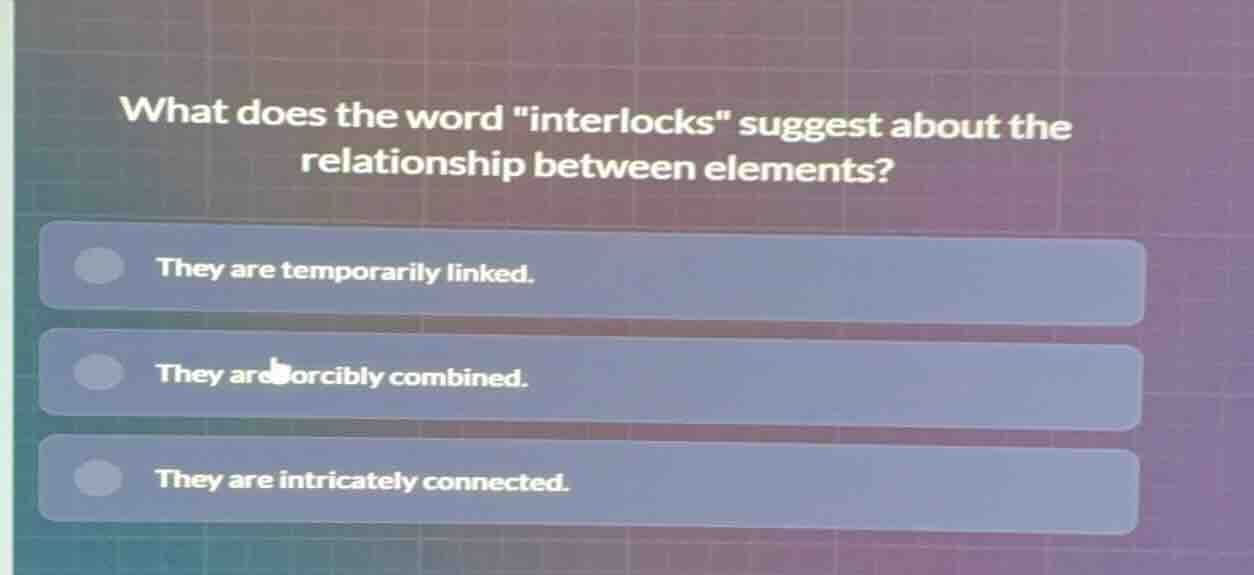 what does the word \interlocks\ suggest about the relationship between …