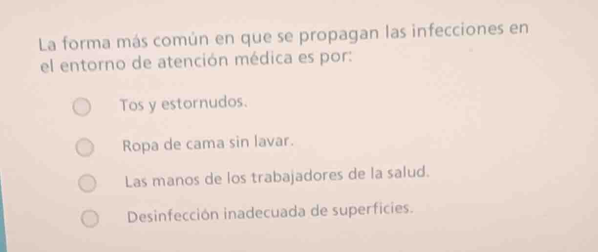 la forma más común en que se propagan las infecciones en el entorno de …