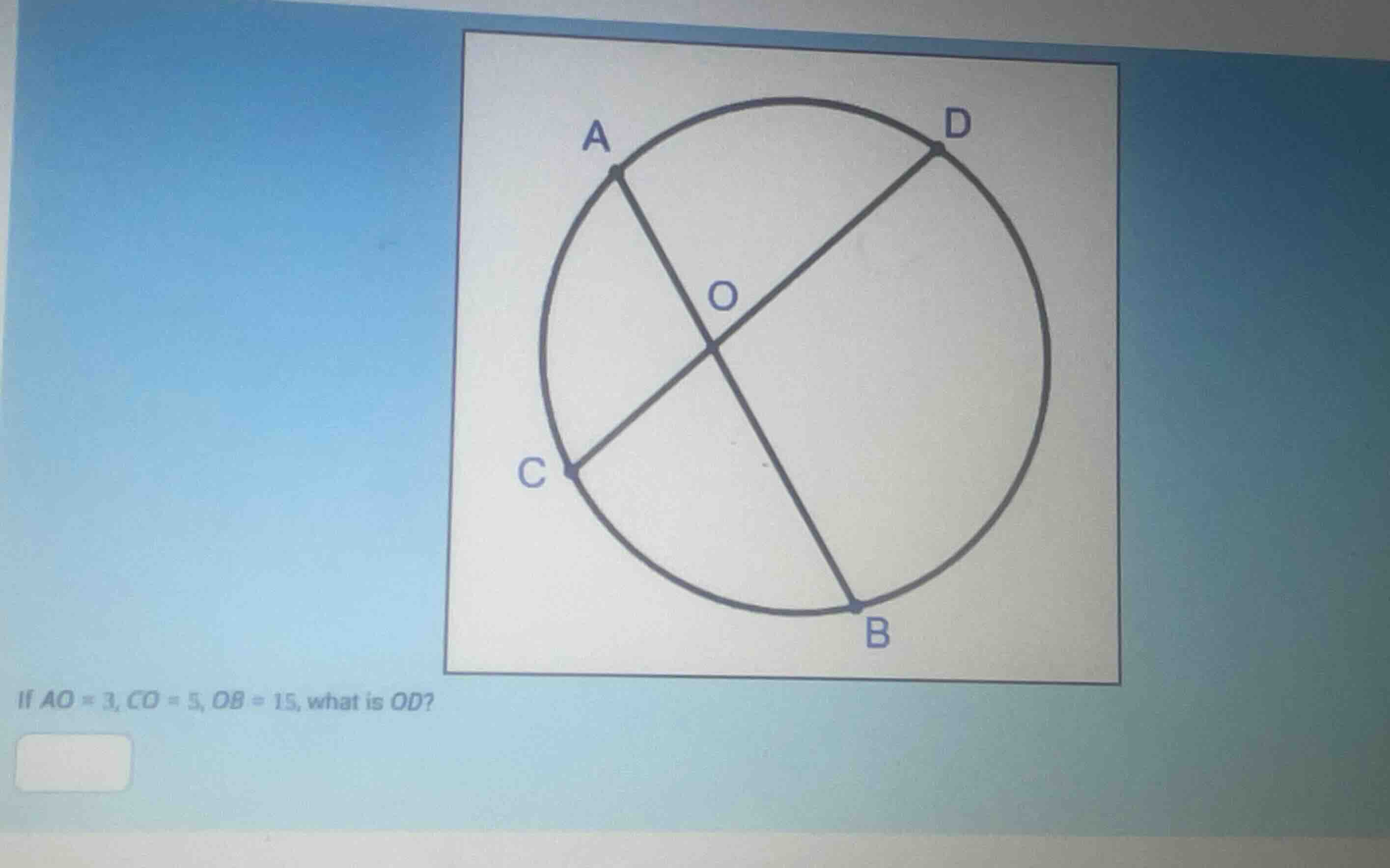 if \\(ao = 3\\), \\(co = 5\\), \\(ob = 15\\), what is \\(od\\)?