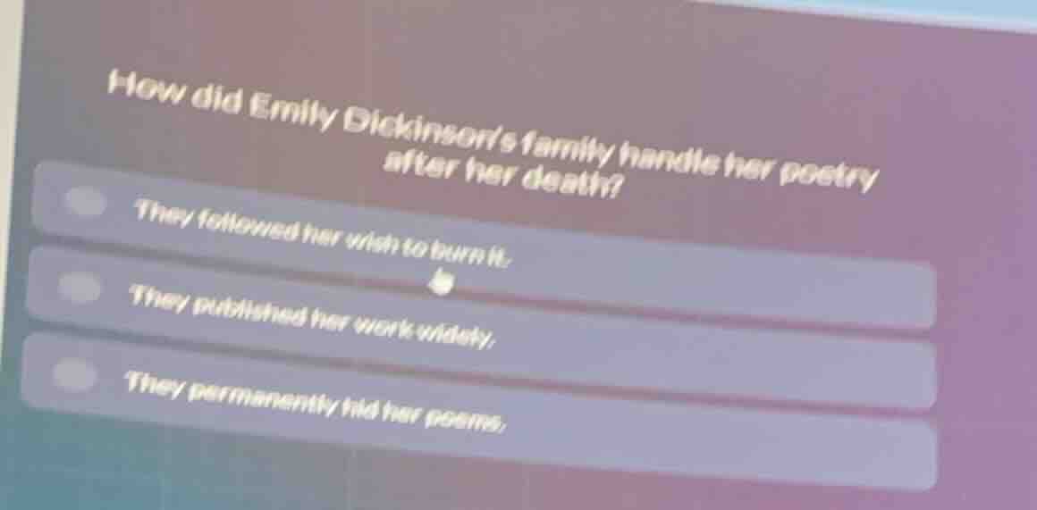 how did emily dickinsons family handle her poetry after her death? they…
