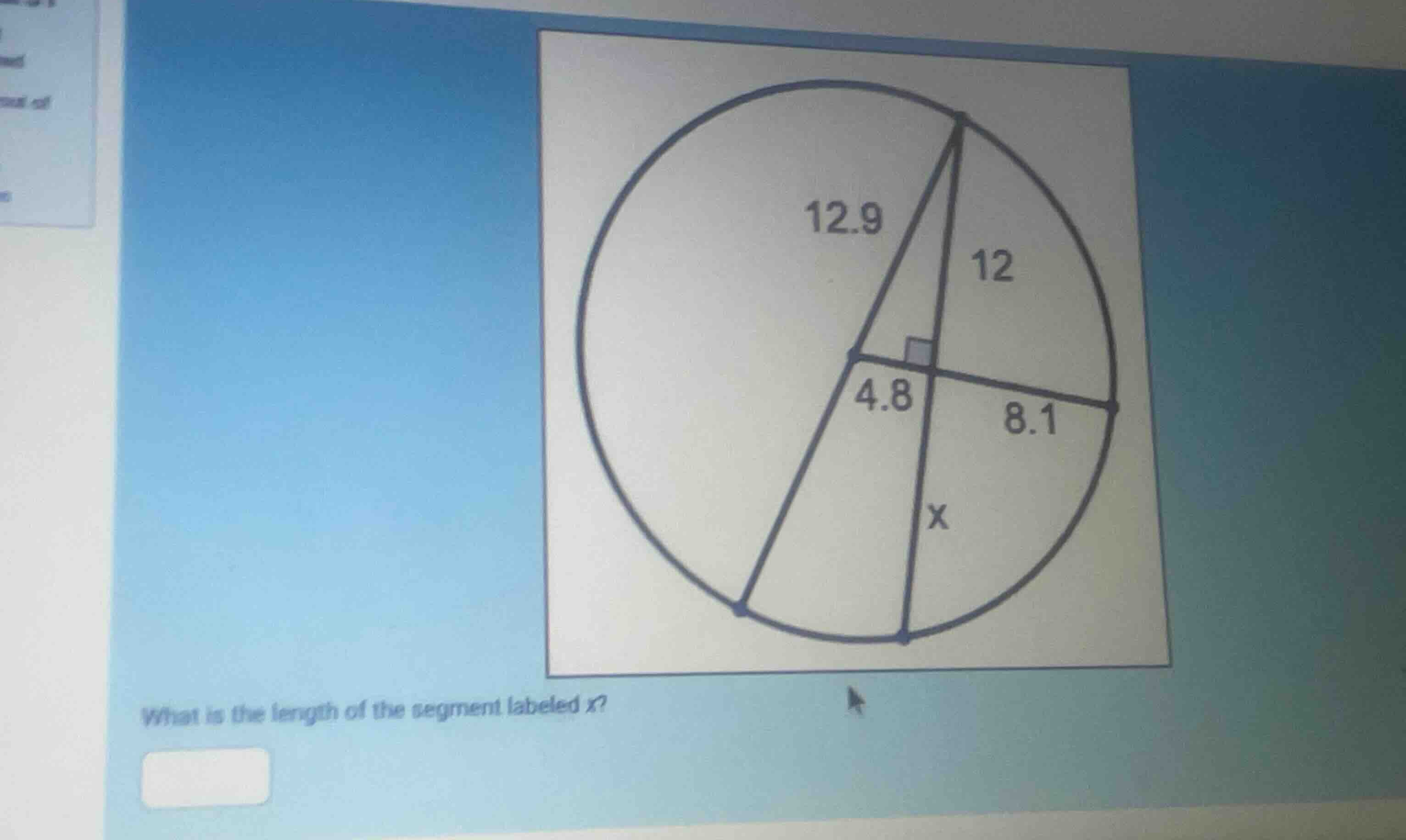 what is the length of the segment labeled \\(x\\)?