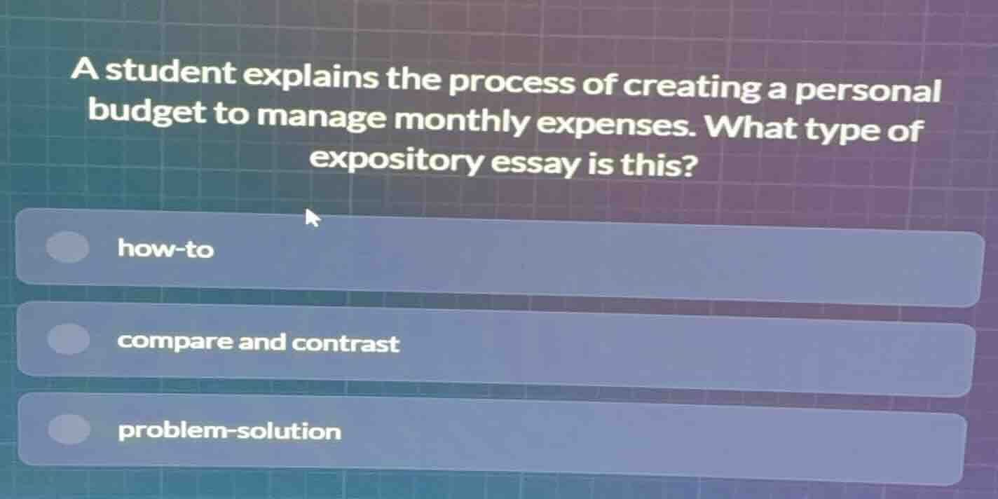 a student explains the process of creating a personal budget to manage …