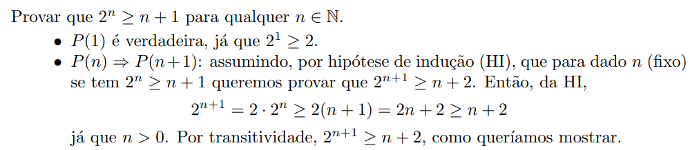 provar que (2^n geq n + 1) para qualquer (n in mathbb{n}). * (p(1)) é v…