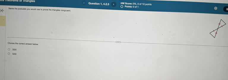 name the postulate you would use to prove the triangles congruent. choo…