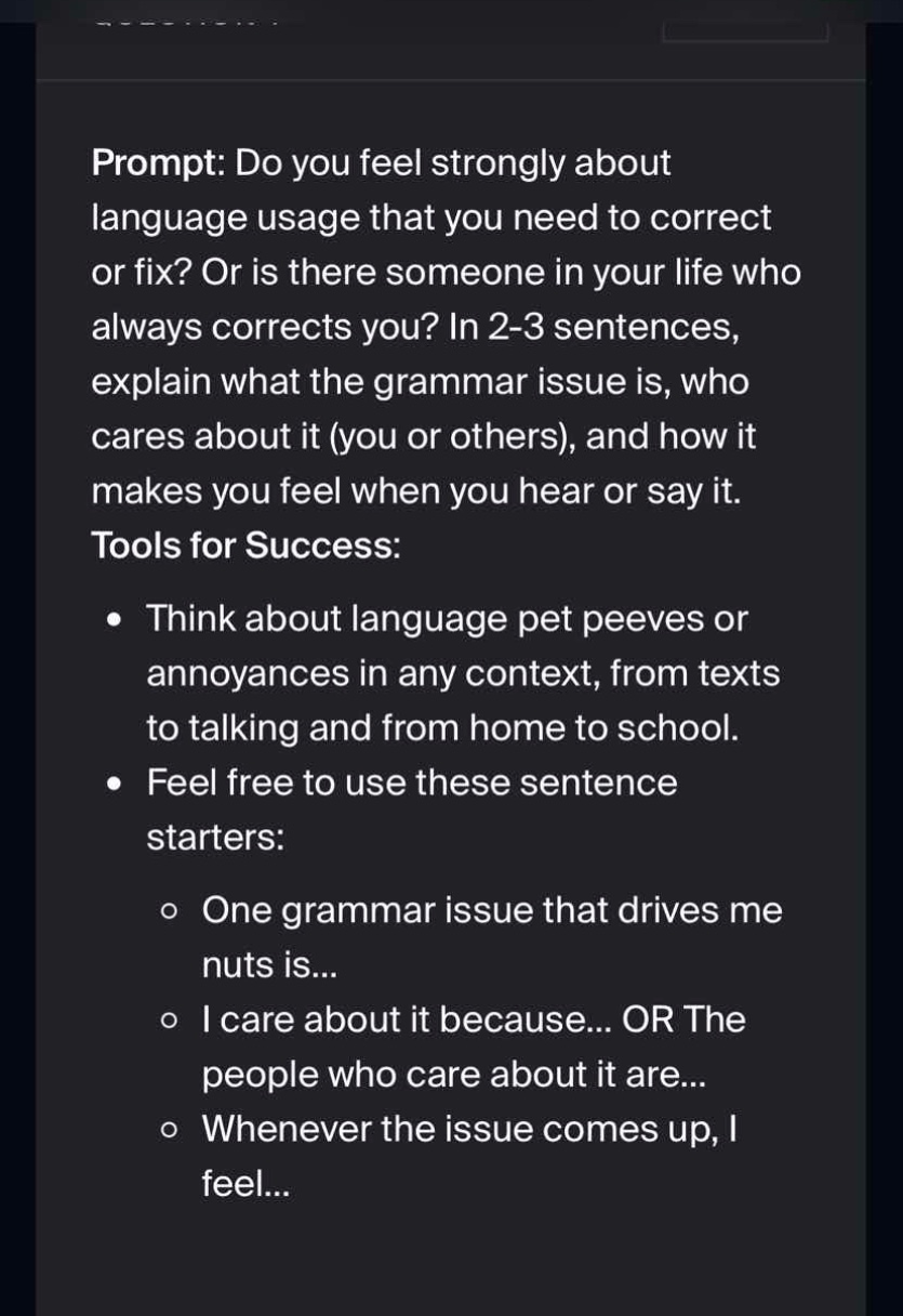 prompt: do you feel strongly about language usage that you need to corr…