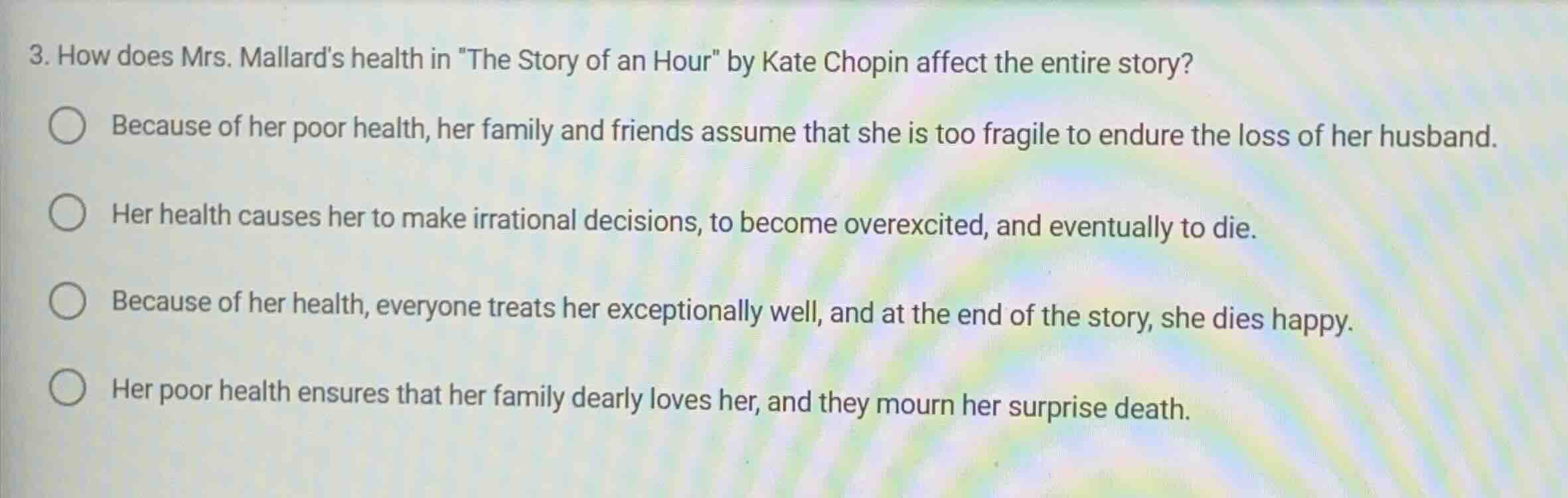 3. how does mrs. mallards health in \the story of an hour\ by kate chop…