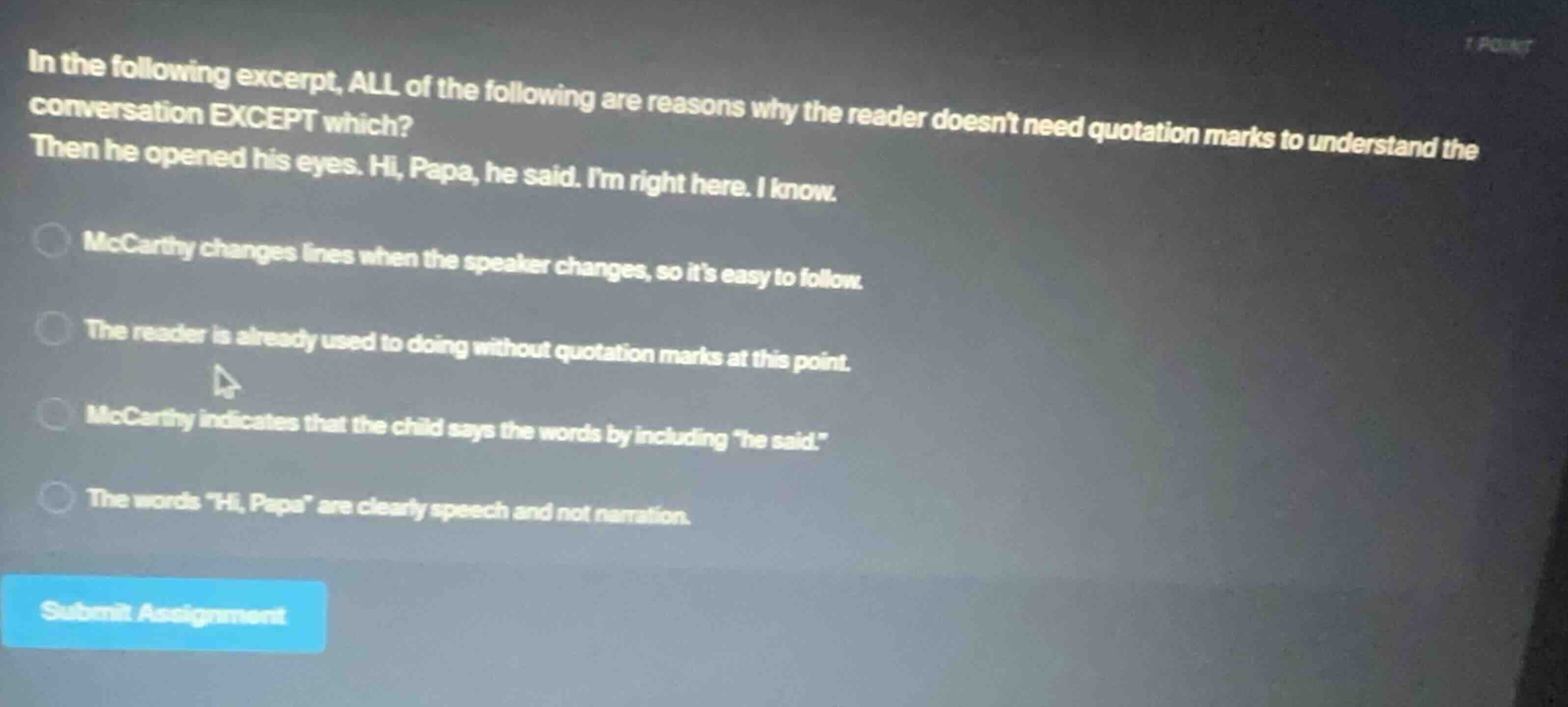 in the following excerpt, all of the following are reasons why the read…