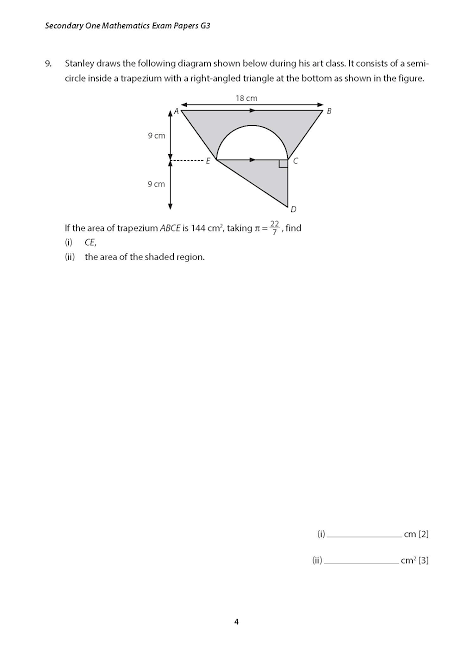 secondary one mathematics exam papers g3 9. stanley draws the following…