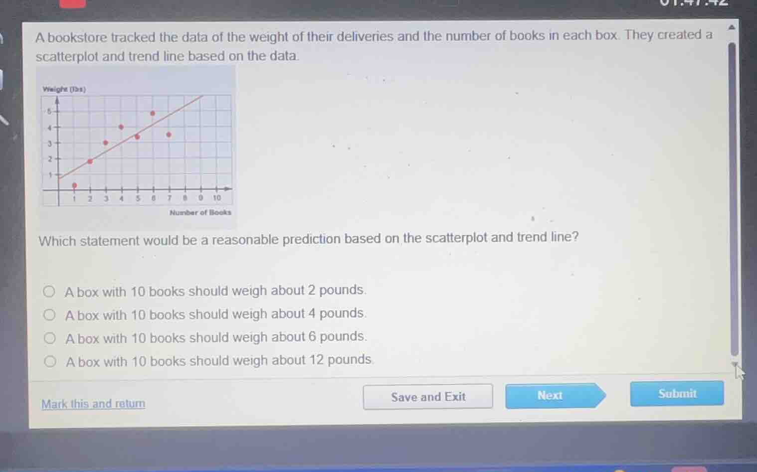 a bookstore tracked the data of the weight of their deliveries and the …