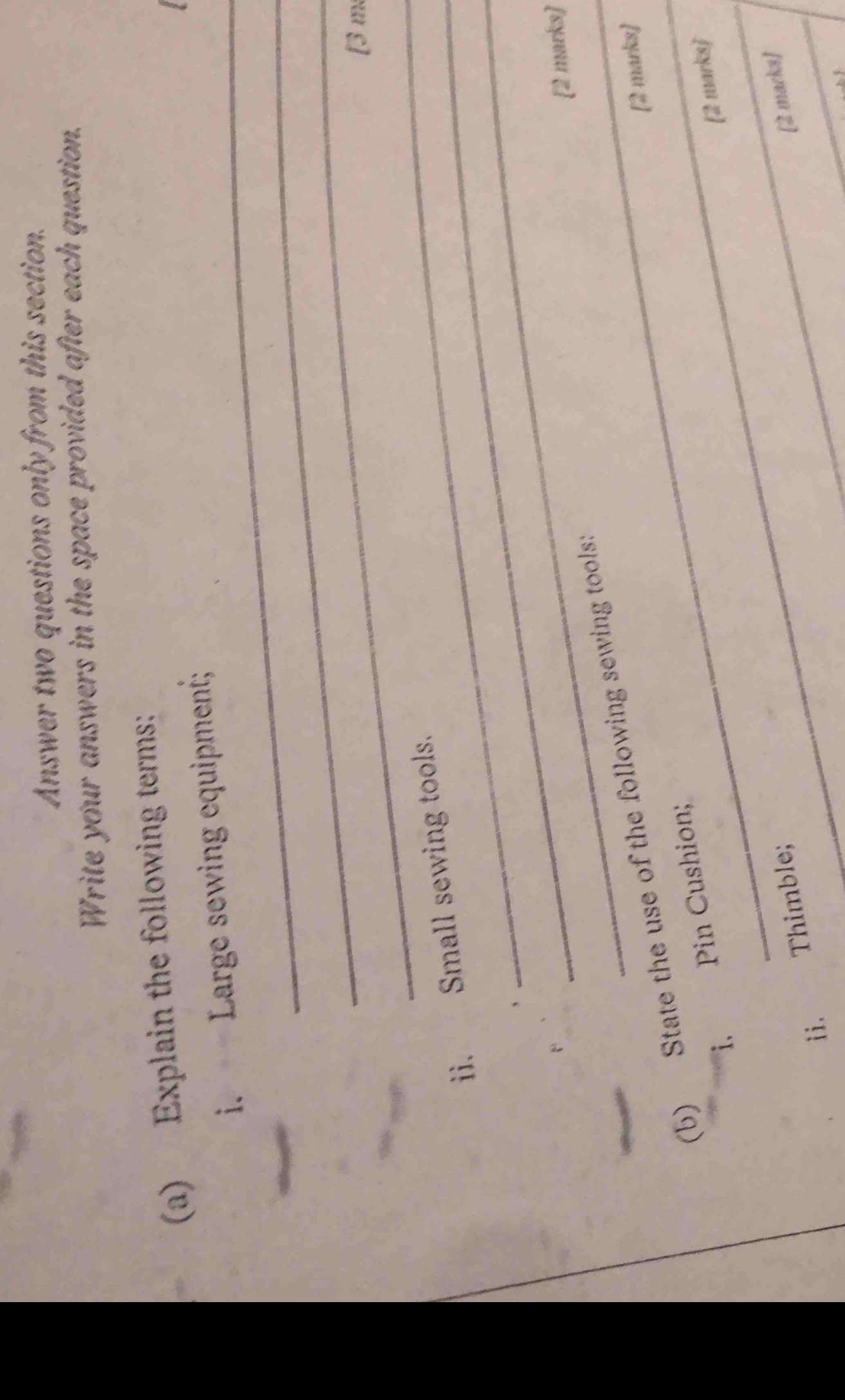 answer two questions only from this section. write your answers in the …