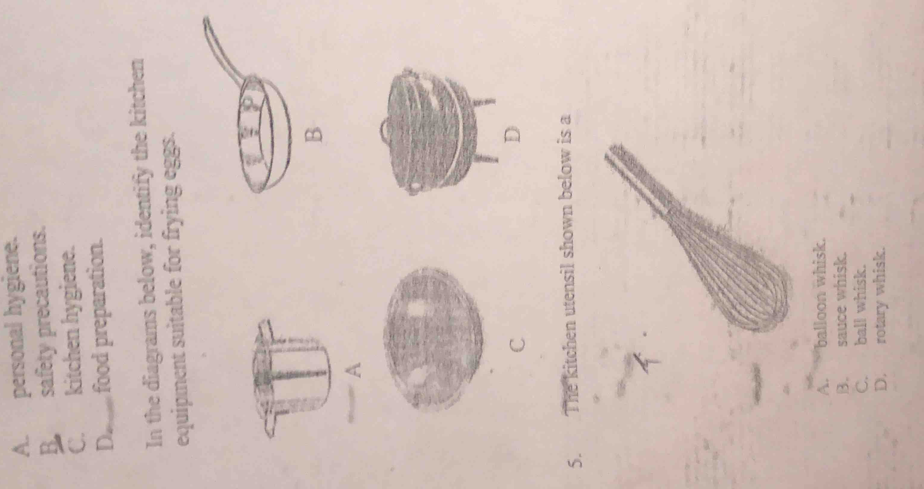 in the diagrams below, identify the kitchen equipment suitable for fryi…
