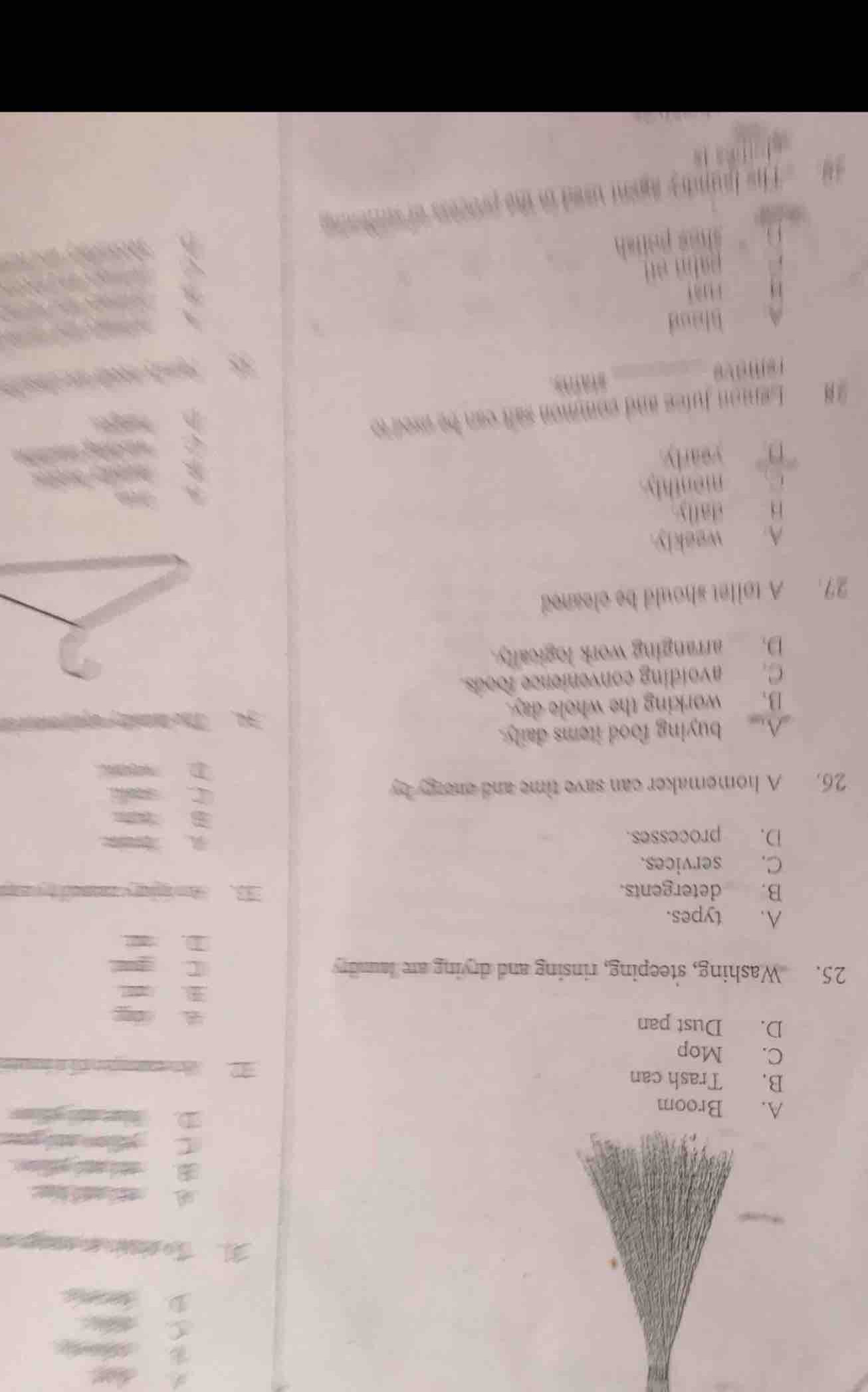 25. washing, steeping, rinsing and drying are laundry a. types. b. dete…