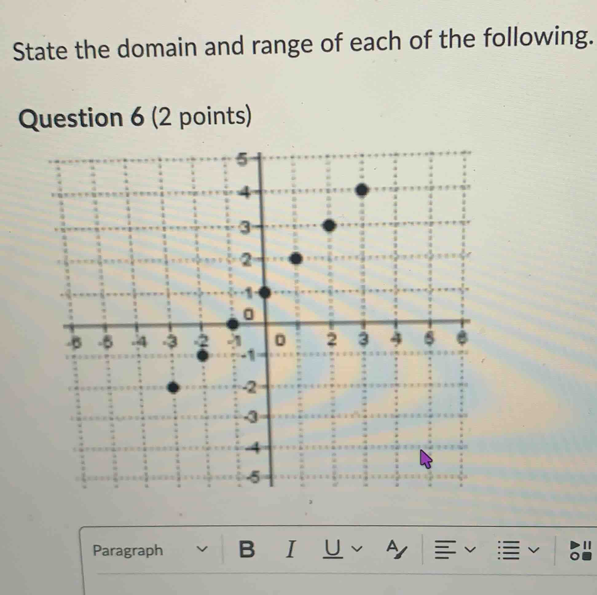 state the domain and range of each of the following. question 6 (2 poin…
