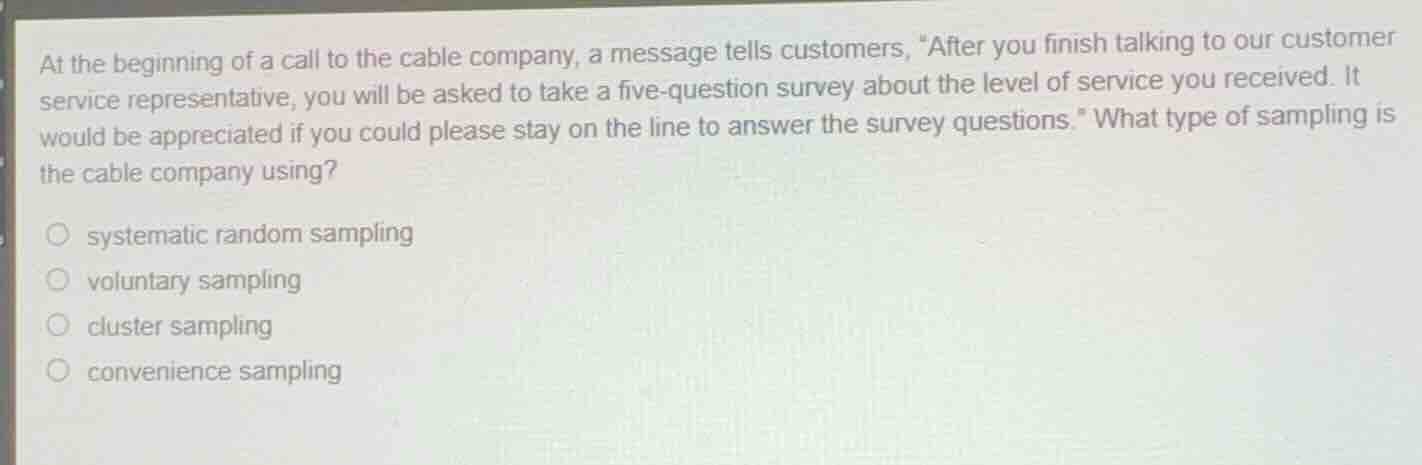at the beginning of a call to the cable company, a message tells custom…