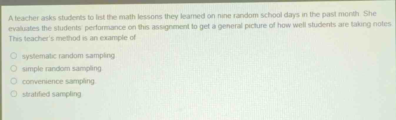 a teacher asks students to list the math lessons they learned on nine r…