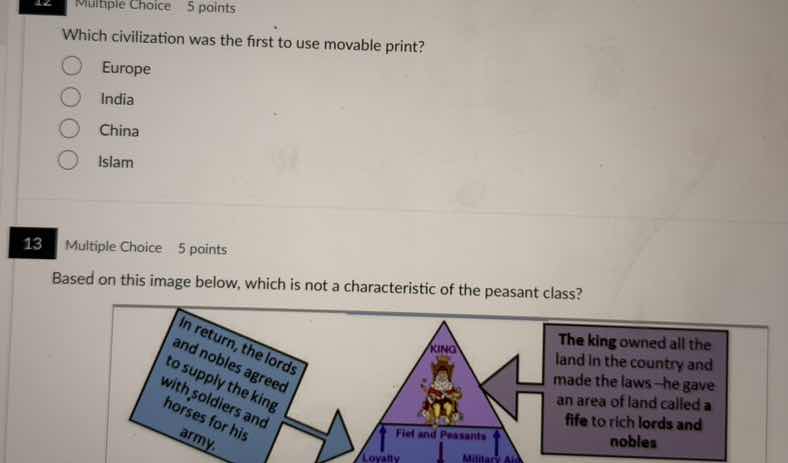 12 multiple choice 5 points which civilization was the first to use mov…