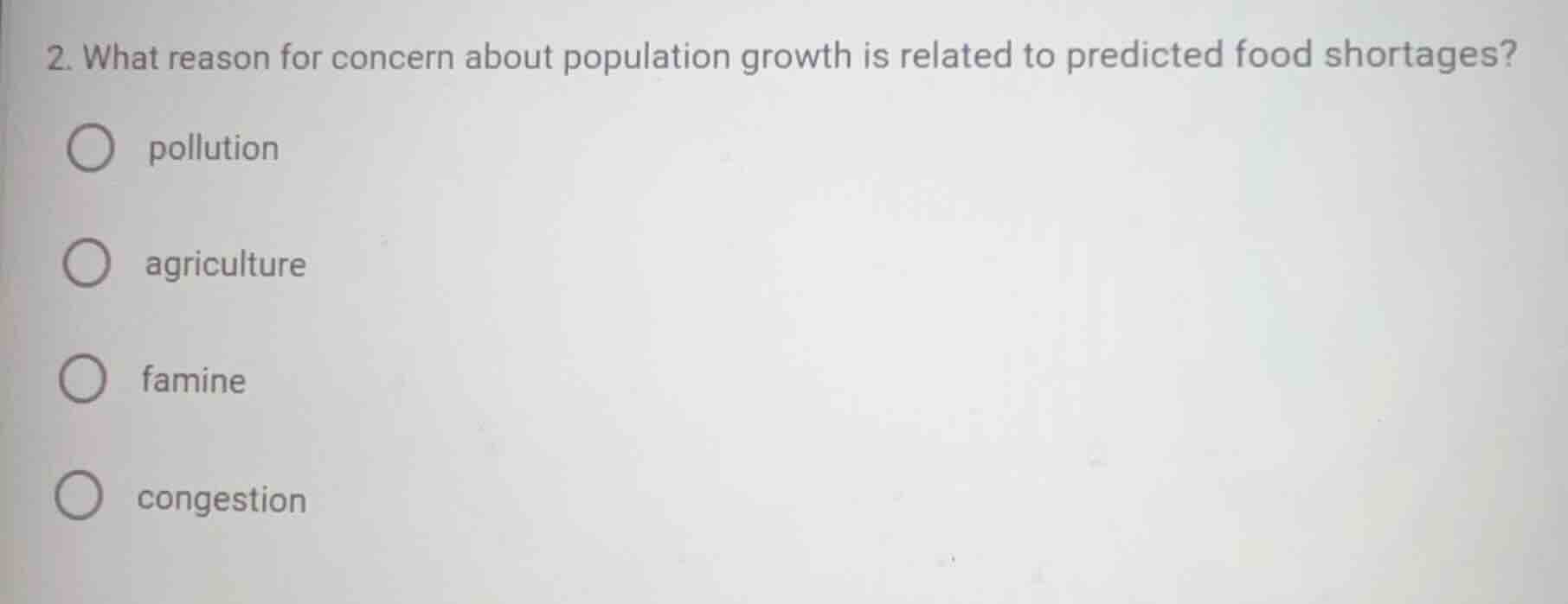 2. what reason for concern about population growth is related to predic…