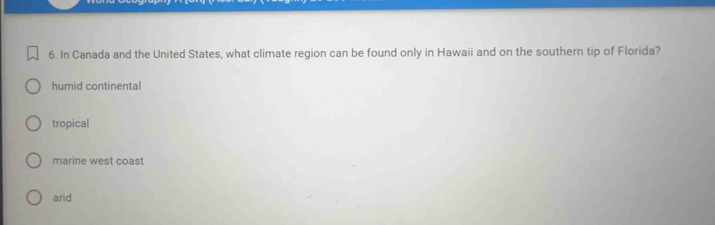 6. in canada and the united states, what climate region can be found on…