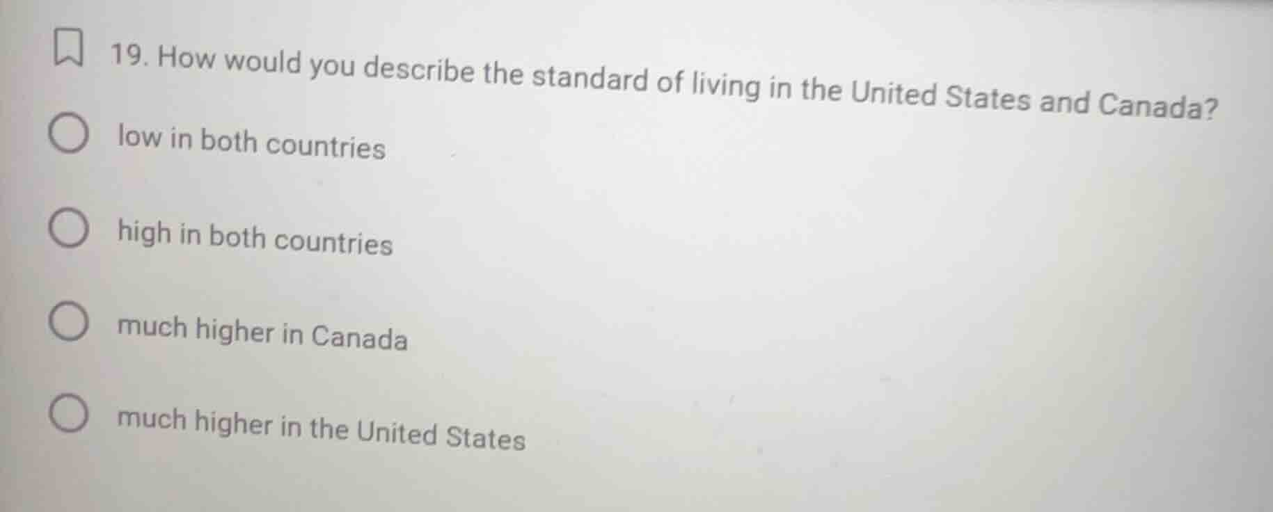19. how would you describe the standard of living in the united states …