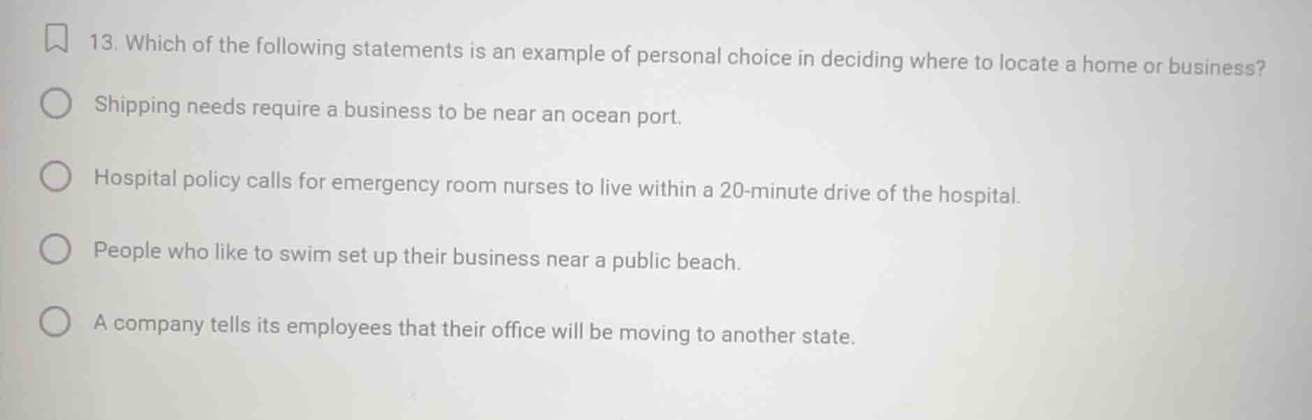 13. which of the following statements is an example of personal choice …