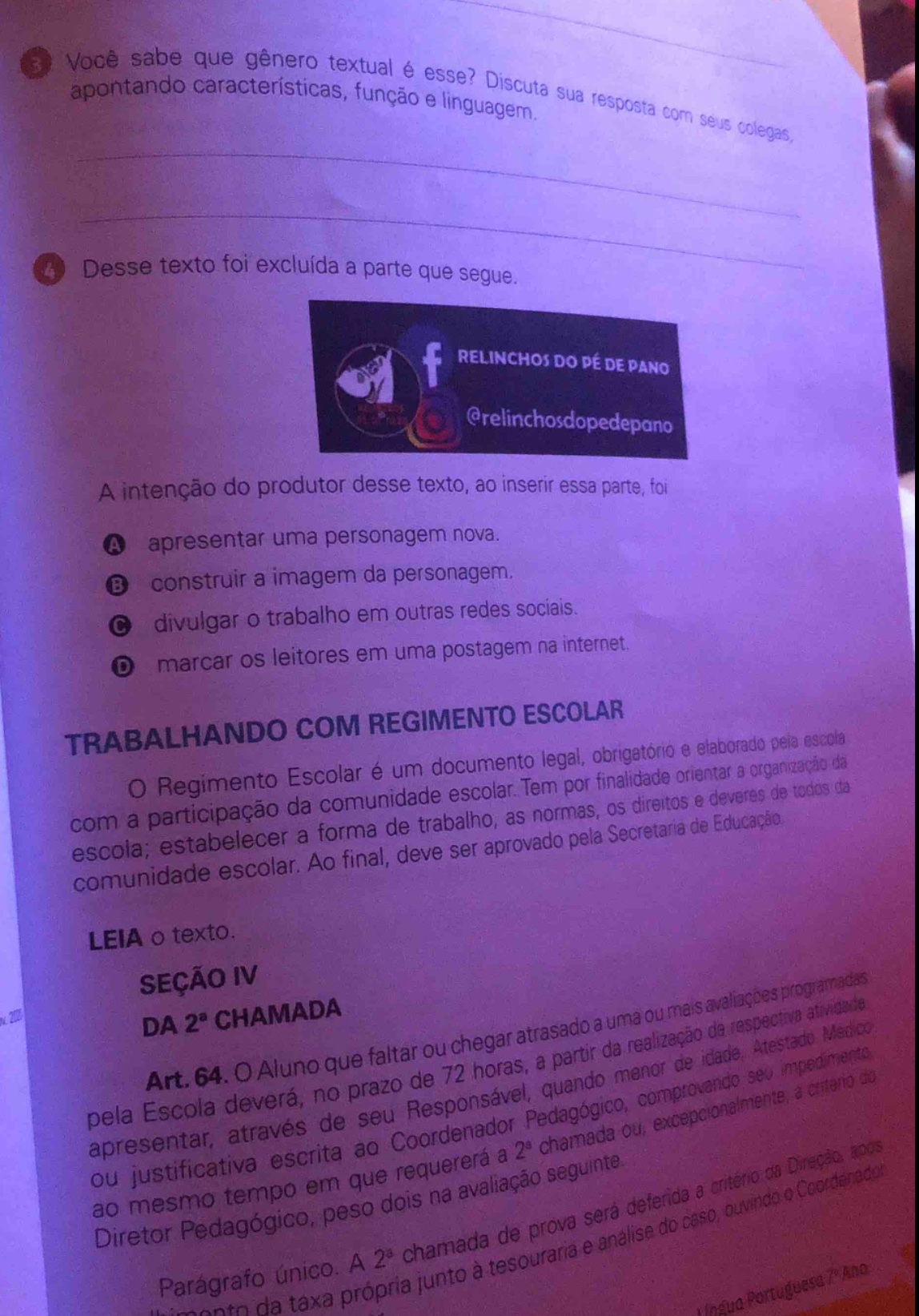 3 você sabe que gênero textual é esse? discuta sua resposta com seus co…