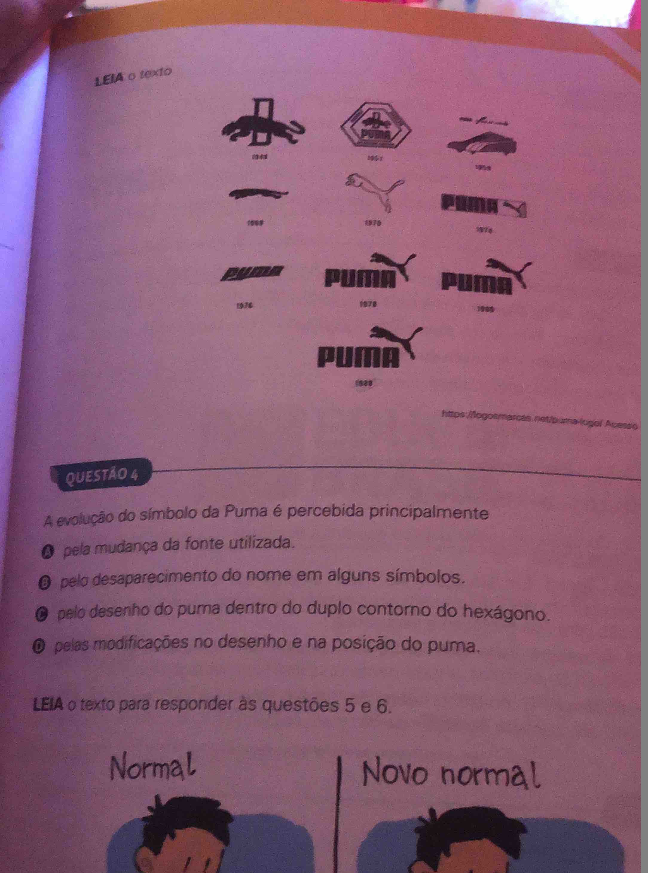leia o texto questão 4 a evolução do símbolo da puma é percebida princi…