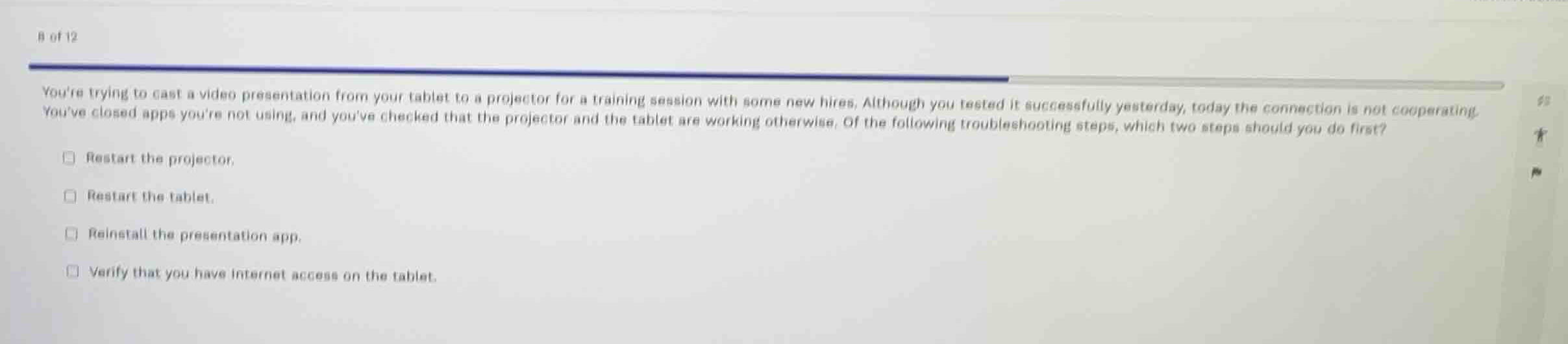 youre trying to cast a video presentation from your tablet to a project…
