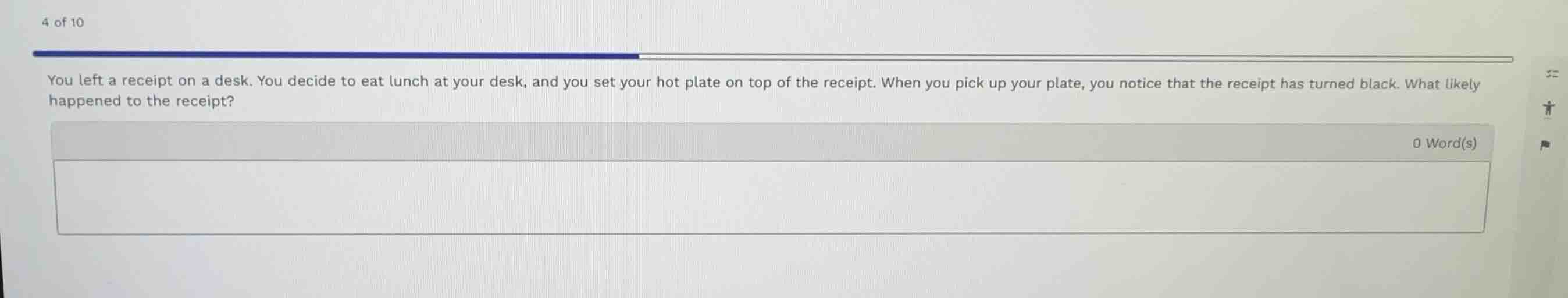 you left a receipt on a desk. you decide to eat lunch at your desk, and…