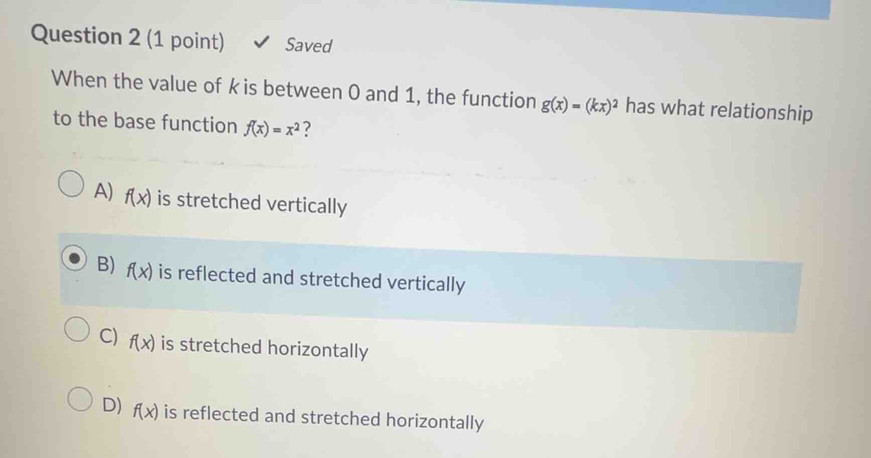 question 2 (1 point) saved when the value of \\(k\\) is between 0 and 1…