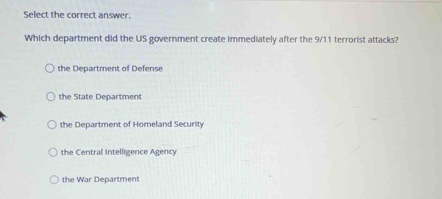 select the correct answer. which department did the us government creat…