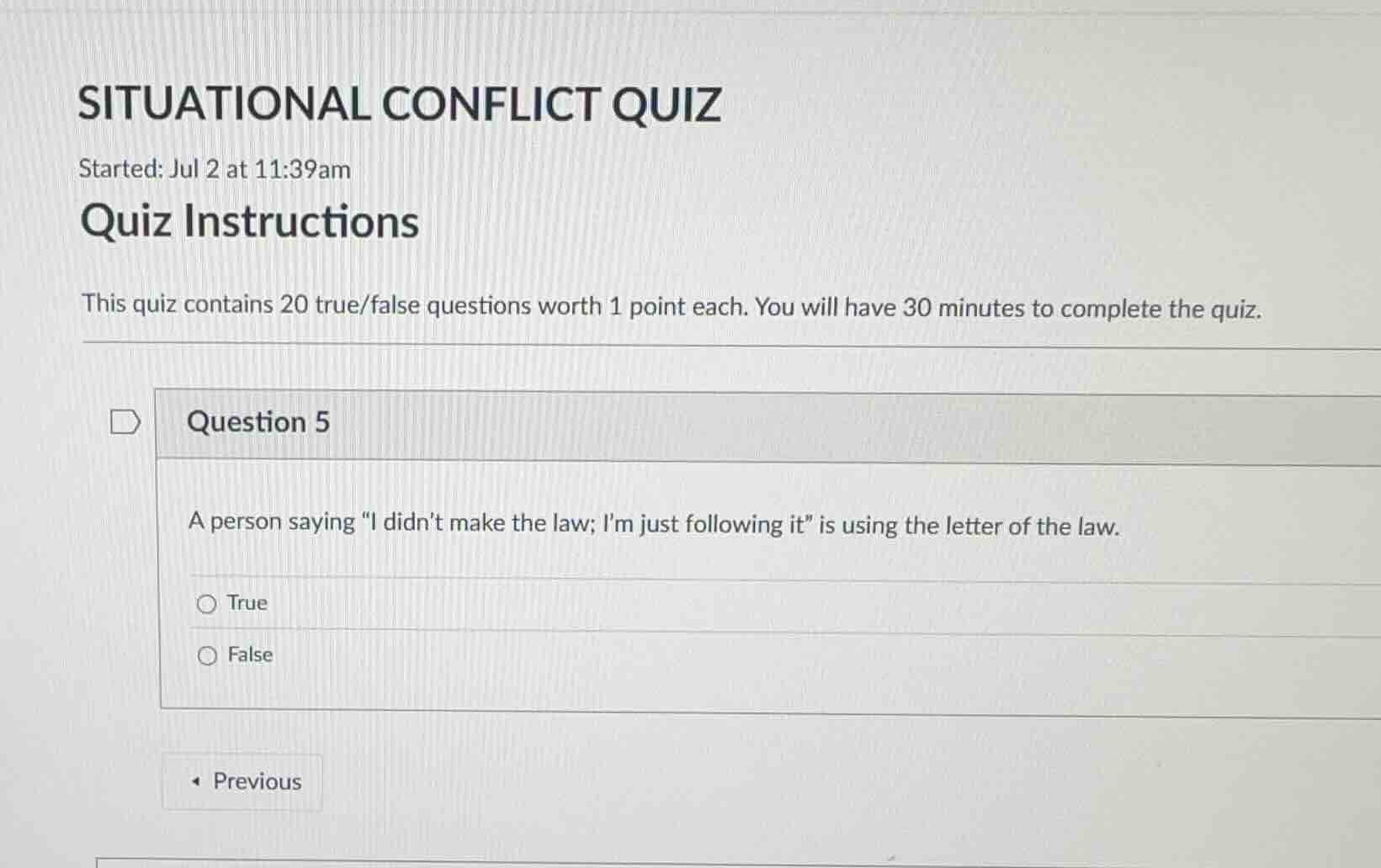 situational conflict quiz started: jul 2 at 11:39am quiz instructions t…