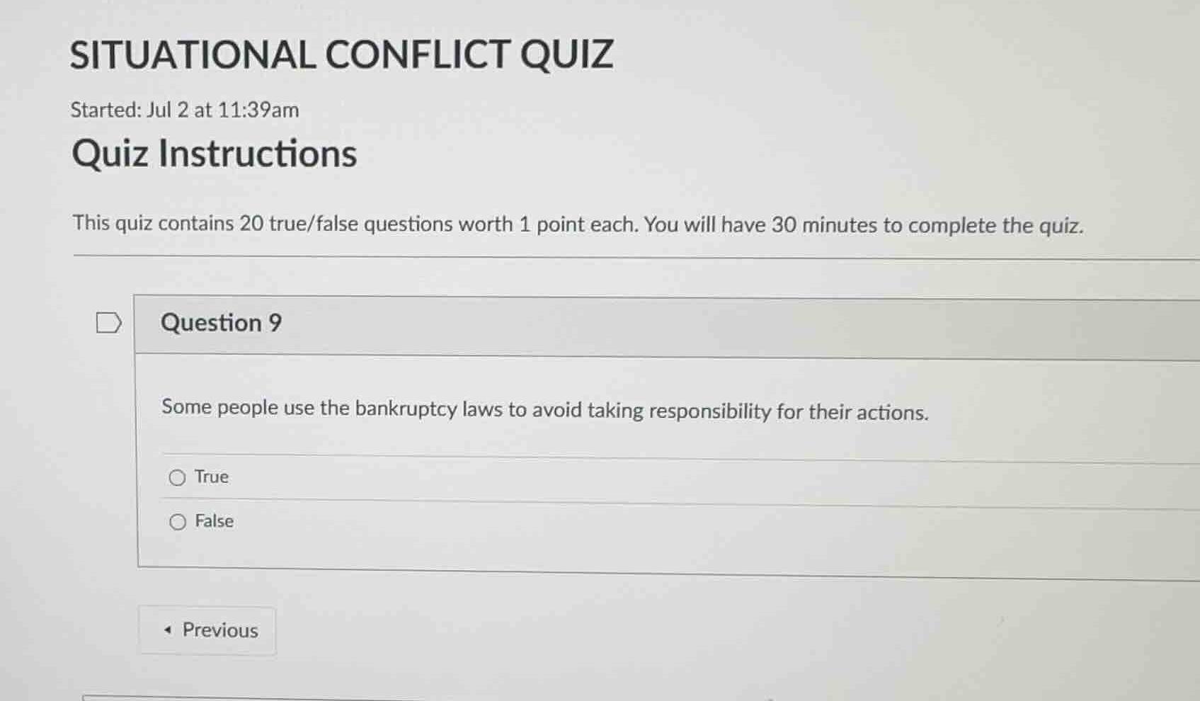 situational conflict quiz started: jul 2 at 11:39am quiz instructions t…