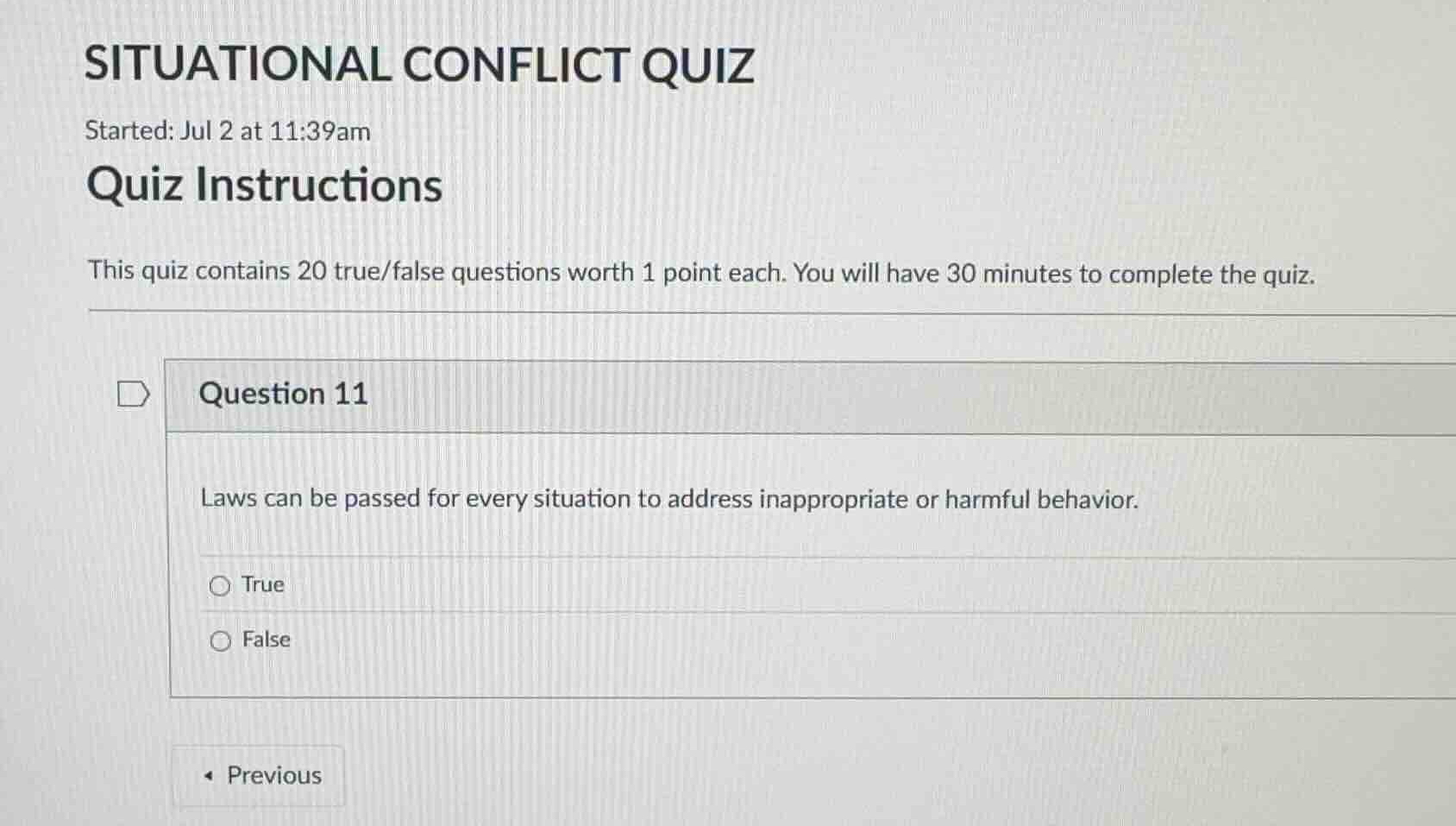 situational conflict quiz started: jul 2 at 11:39am quiz instructions t…