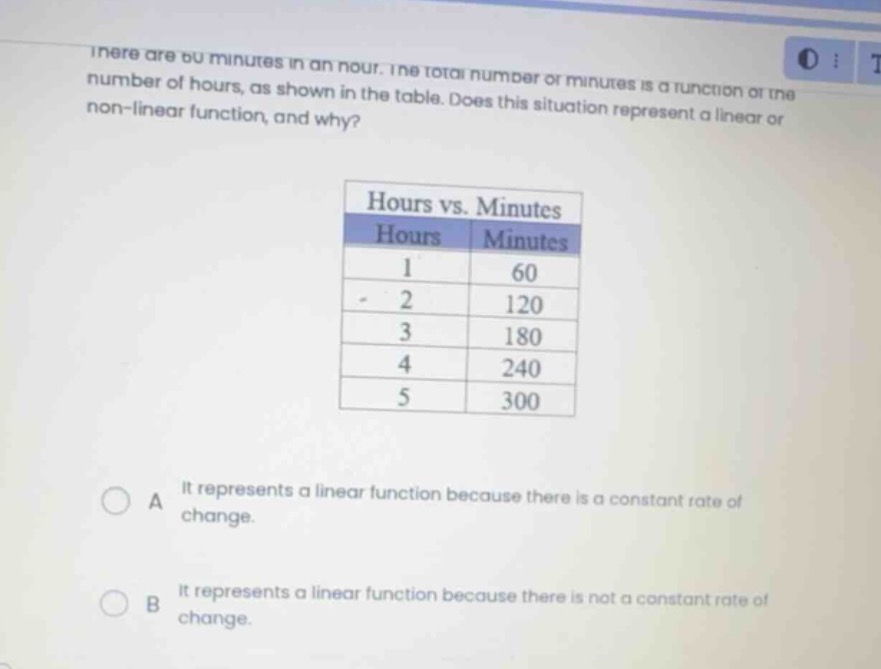there are 60 minutes in an hour. the total number of minutes is a funct…