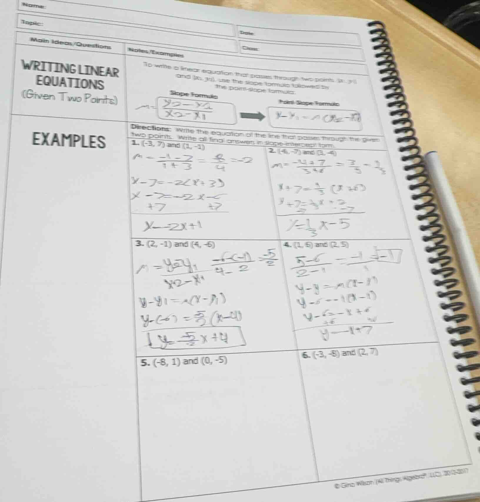 writing linear equations (given two points) to write a linear equation …