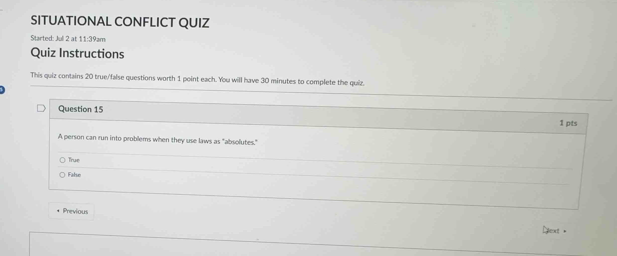 situational conflict quiz started: jul 2 at 11:39am quiz instructions t…