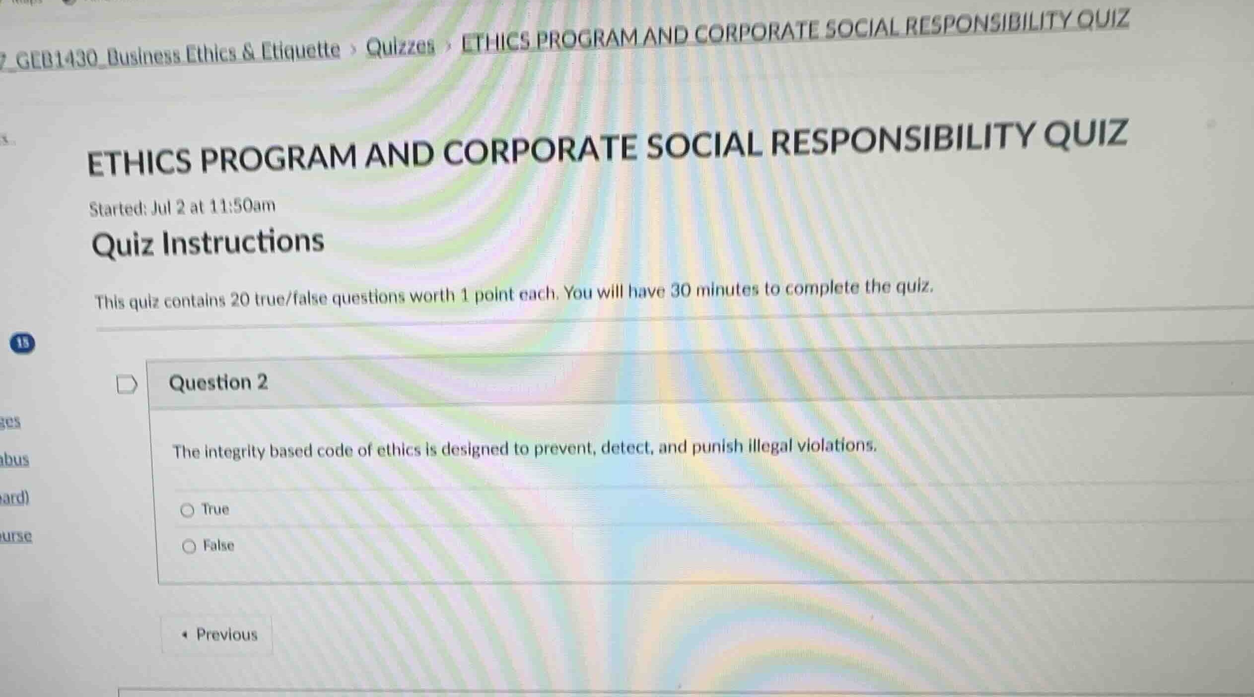 question 2 the integrity based code of ethics is designed to prevent, d…