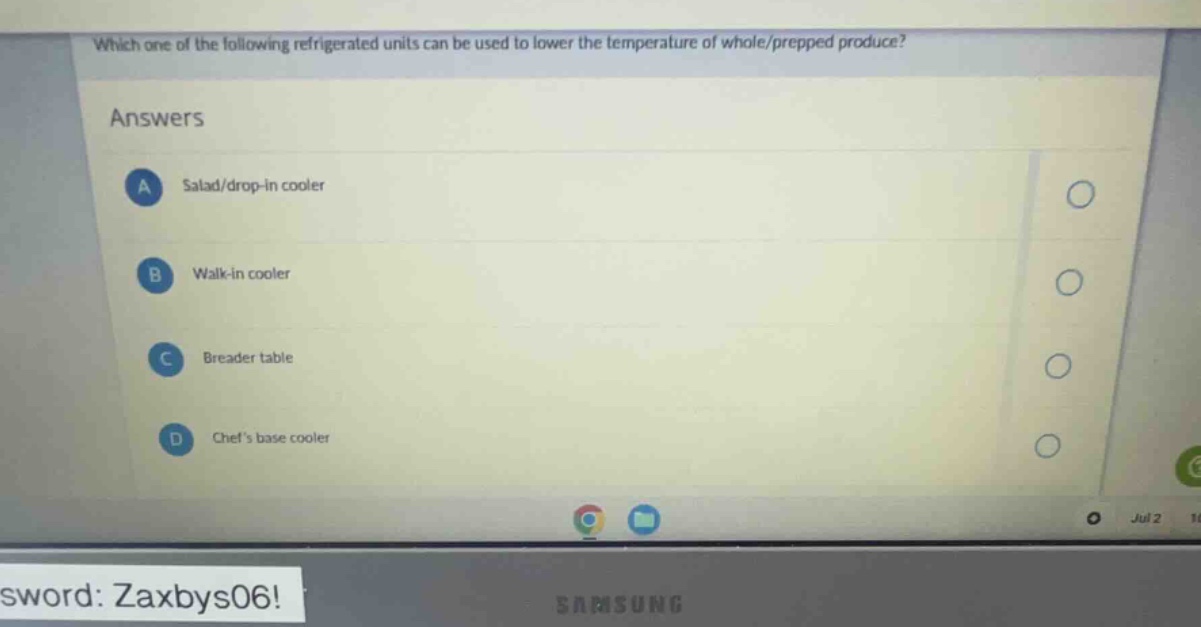 which one of the following refrigerated units can be used to lower the …
