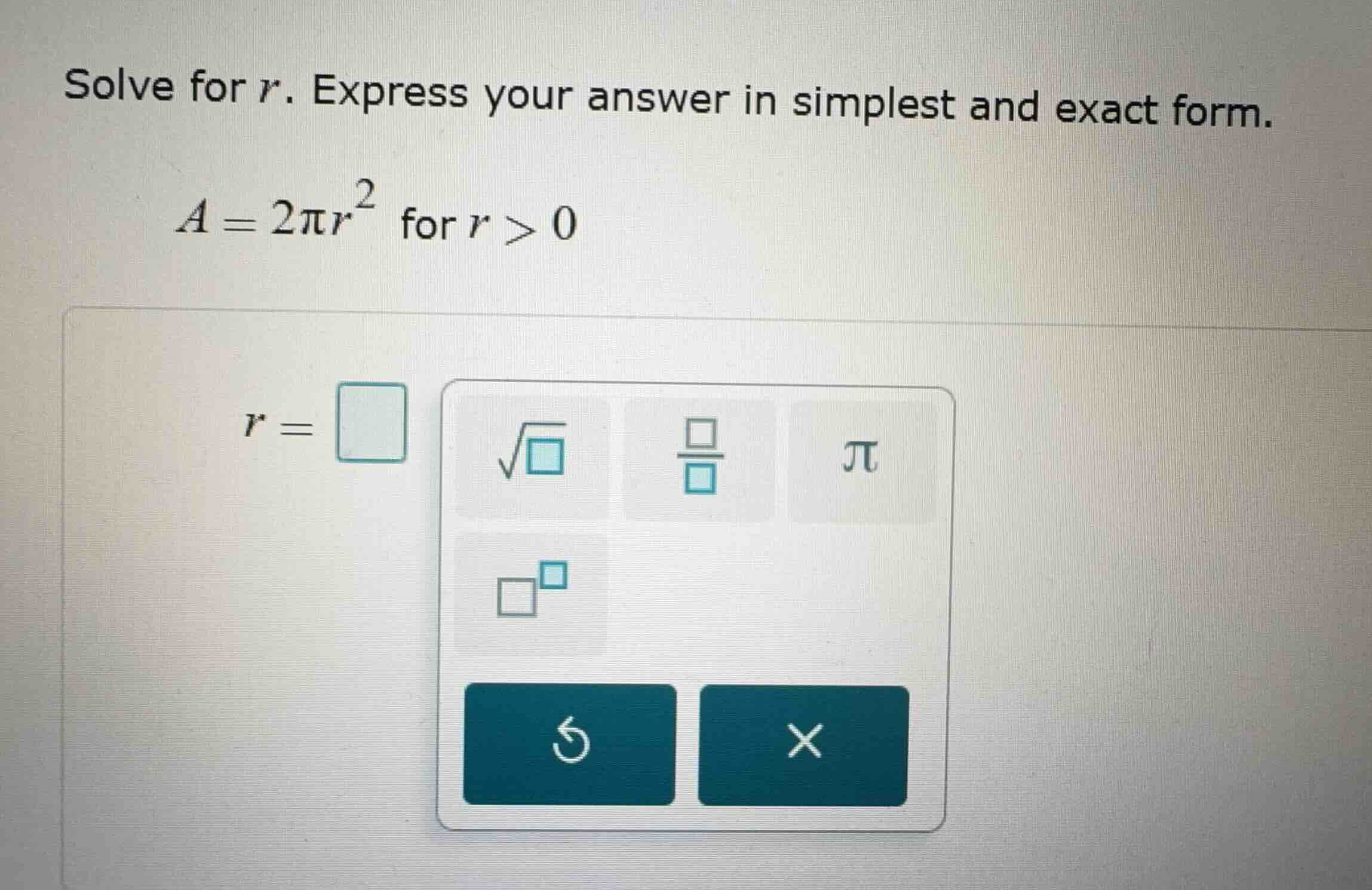 solve for \\(r\\). express your answer in simplest and exact form. \\a …