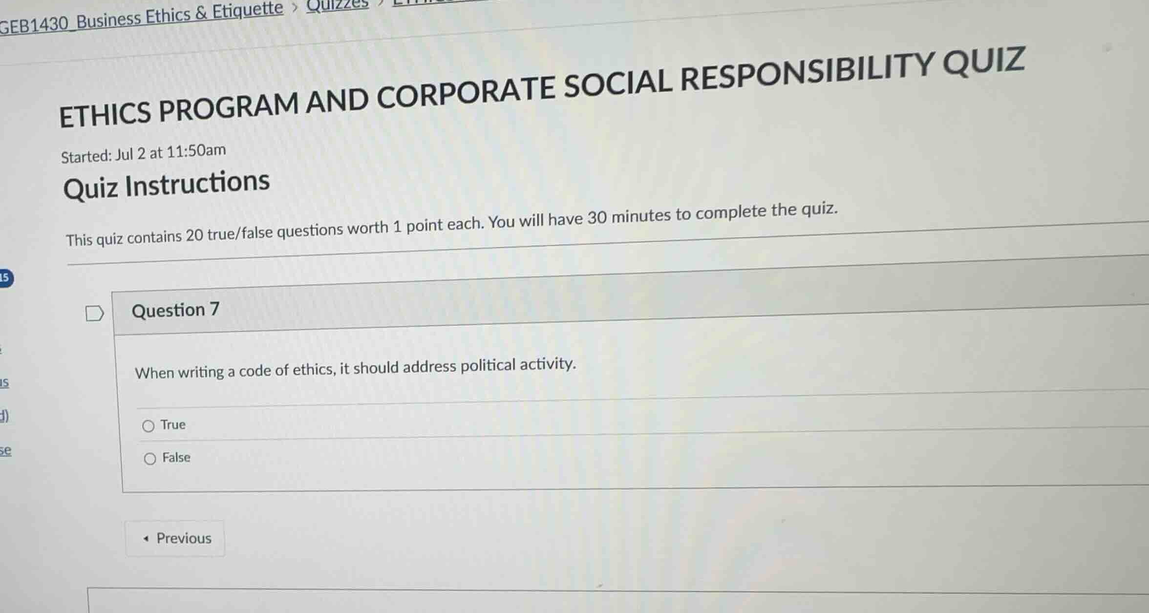 question 7 when writing a code of ethics, it should address political a…