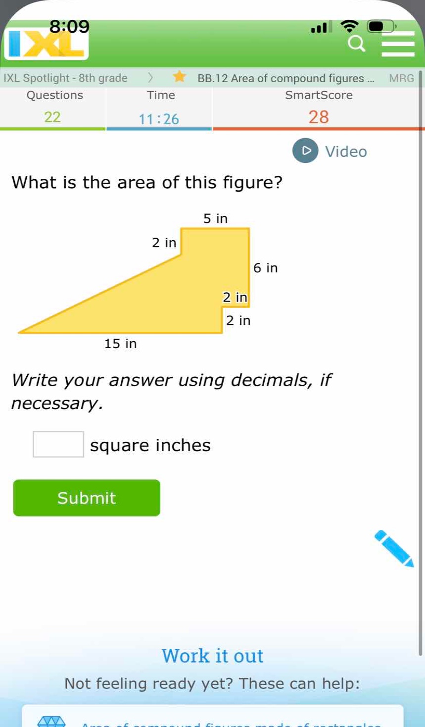 what is the area of this figure? write your answer using decimals, if n…