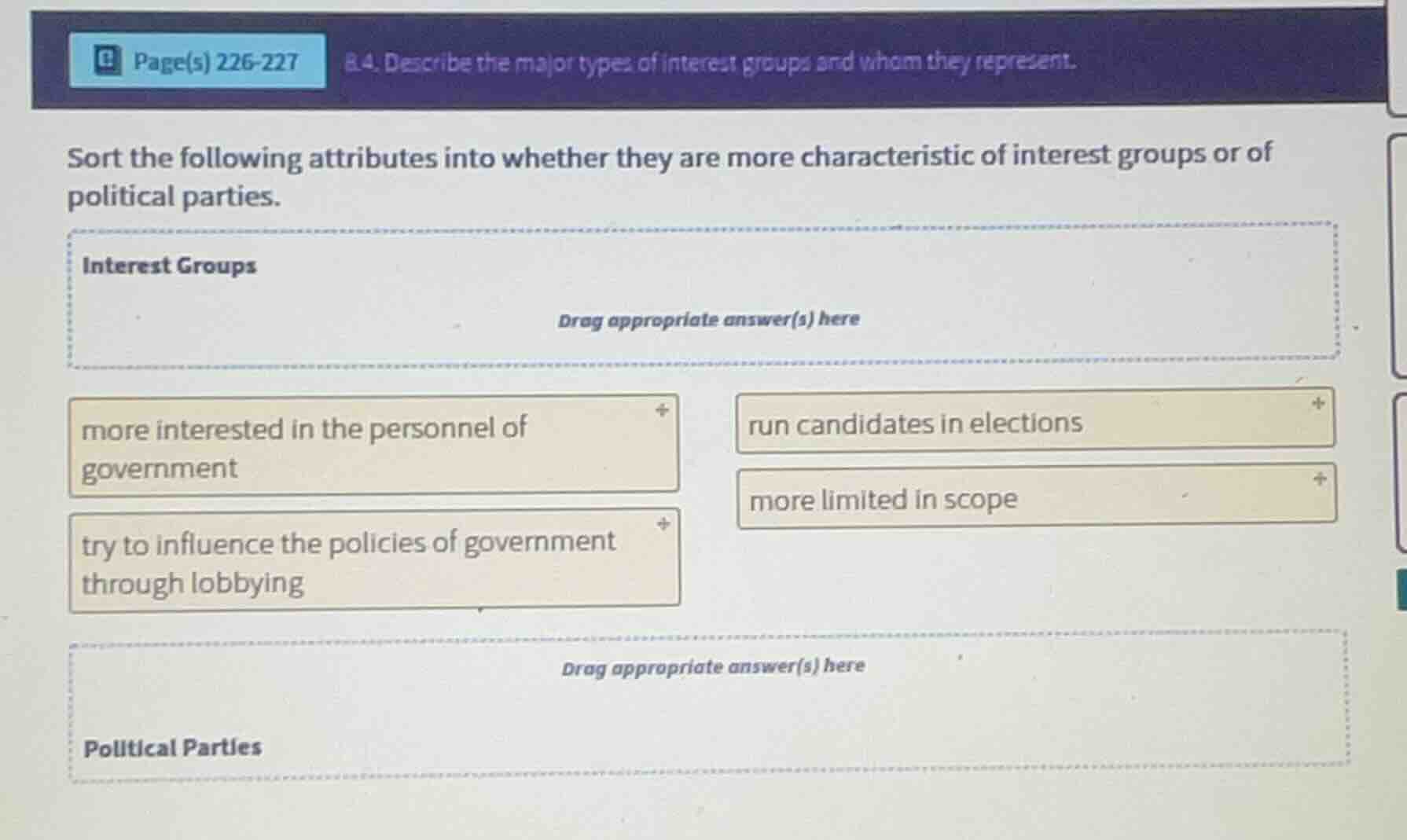 sort the following attributes into whether they are more characteristic…