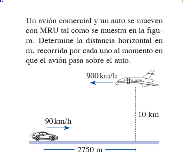 un avión comercial y un auto se mueven con mru tal como se muestra en l…