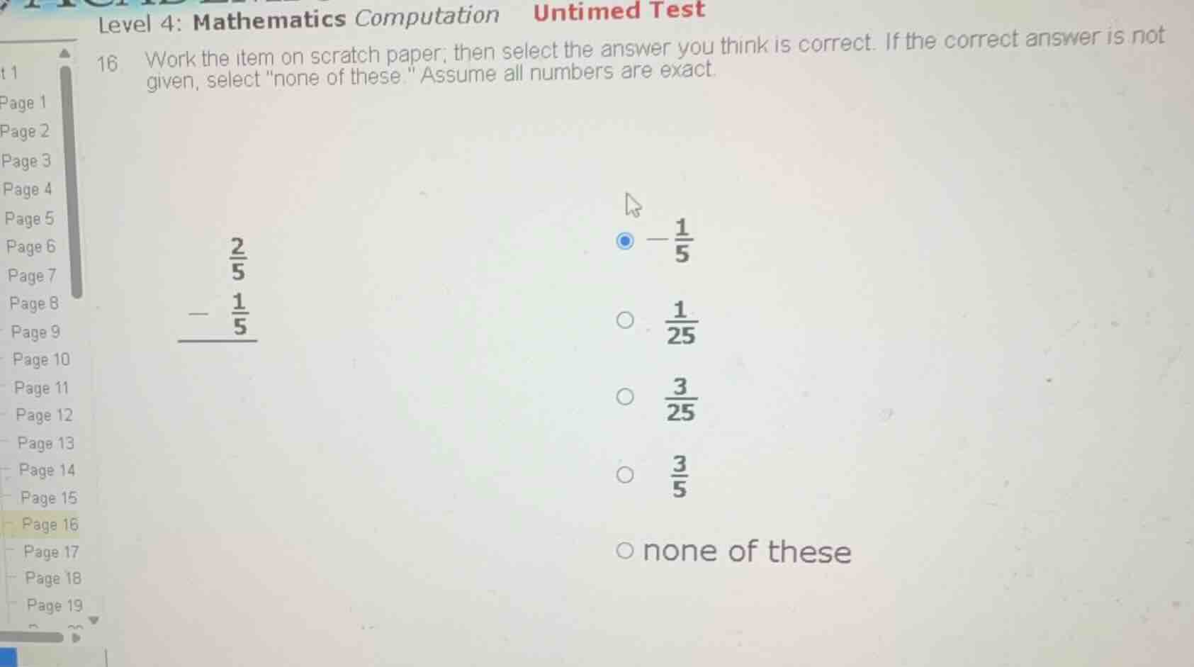 level 4: mathematics computation untimed test 16 work the item on scrat…