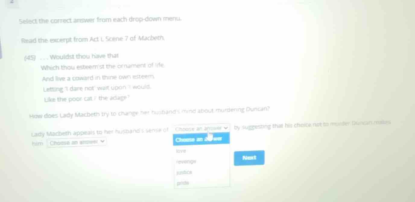 select the correct answer from each drop-down menu. read the excerpt fr…