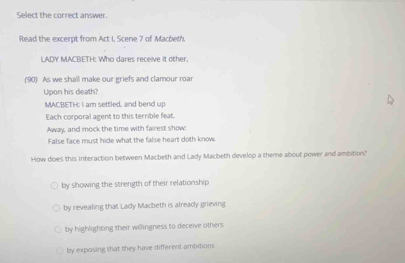 select the correct answer. read the excerpt from act i, scene 7 of macb…