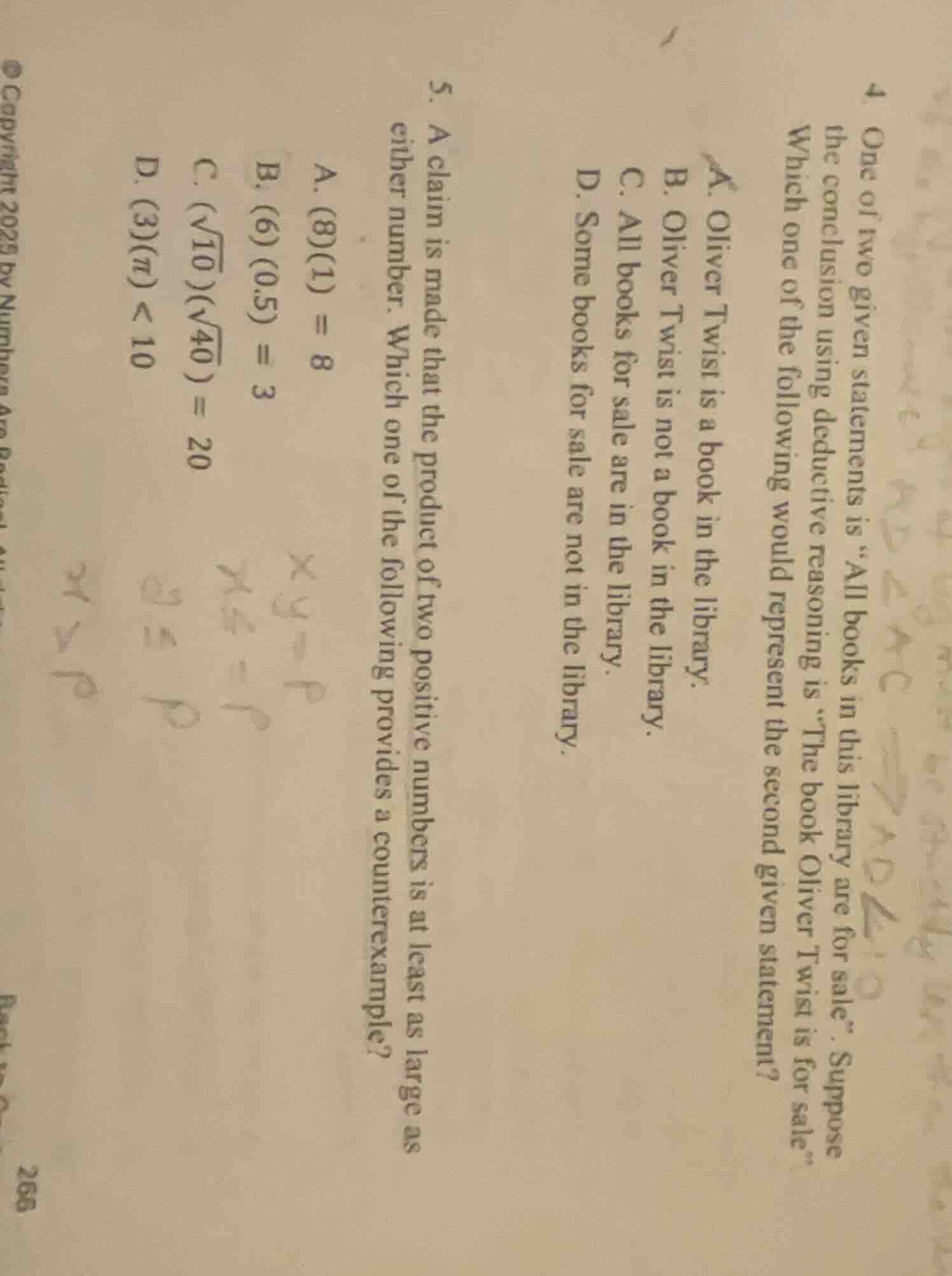 4. one of two given statements is \all books in this library are for sa…