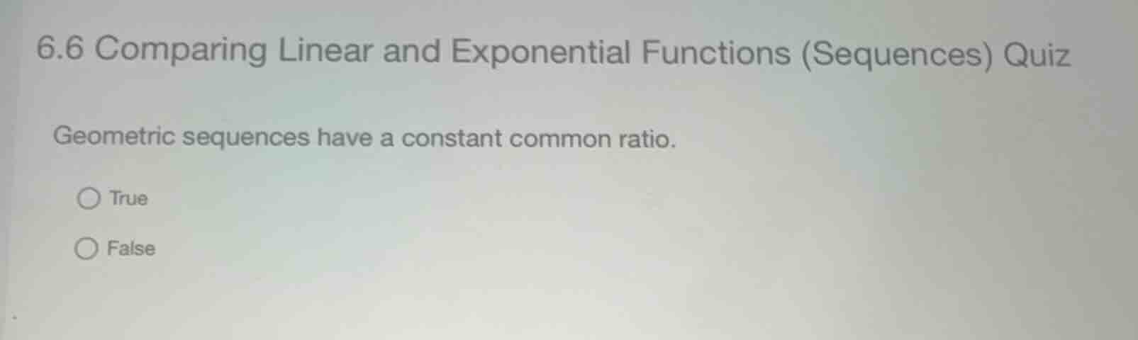 6.6 comparing linear and exponential functions (sequences) quiz geometr…