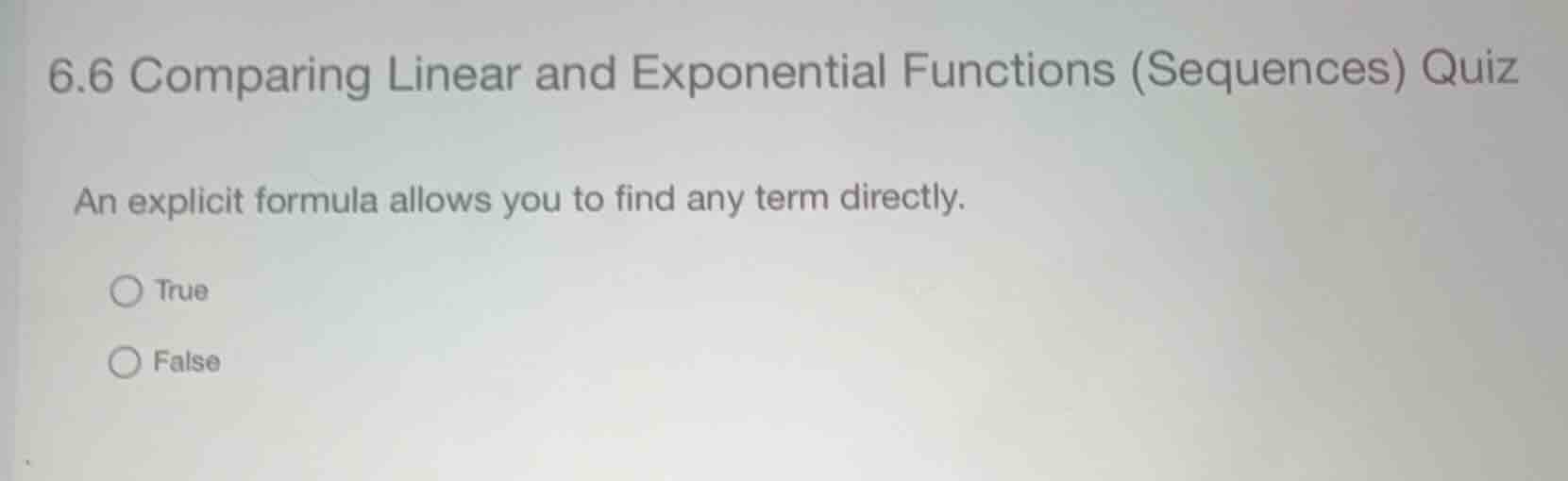 6.6 comparing linear and exponential functions (sequences) quiz an expl…